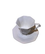 NIKKO Classic Collection White Footed Coffee Cup &amp; Saucer Ribbed Octagon... - $13.80