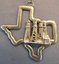 Vintage Texas Shaped &quot;Wood Oil Wells&quot; Sterling Silver Charm Pendant - £48.11 GBP