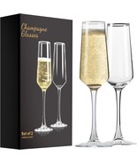 2 champagne glasses, 8.5 oz (about 241.0g) glass transparent champagne g... - $233.55 MXN