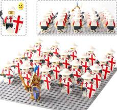 21pcs Red Cross Knights G Medieval Battles &amp; Sieges Custom Minifigures Toys - £22.12 GBP