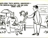 Artist Signed Cooper Comic Wedding Anniversary UNP Vtg Chrome Postcard - $3.91