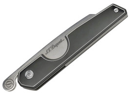 S.T. Dupont Cigar Cutter Knife BLACK &amp; STEEL Reverse Tanto Blade -  003600 - £268.38 GBP