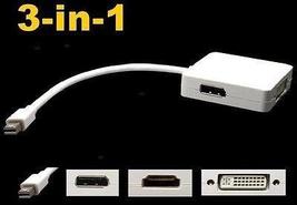 3 in 1 Mini DisplayPort DP to DP / DVI / HDMI Cable Adapter - £22.75 GBP