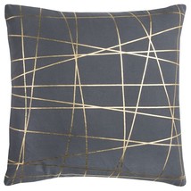 20" Gray and Gold Abstract Linework Cotton Throw Pillow - $1,229.31 MXN