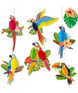 6 Pieces Hawaiian Tropical Parrot Honeycomb Decorations, Luau Party Deco... - $21.05 CAD