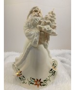 Palm Tree Brand Glazed Ceramic Santa Christmas Music Box Figurine 2003 - £17.80 GBP
