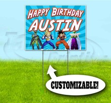 Happy Birthday Custom Name 18x24 Yard Sign With Stake Corrugated Bandit Party - £22.72 GBP+