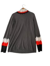 GAP FIT Womens Sweater Chevron Print Hoodie Long Sleeve Gray/Orange Size L - £7.62 GBP