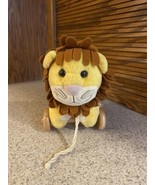 Vintage Luv ‘n Care Plush Pull Toy Lion with Wood Wheels 2002 7” Long 6.... - £15.61 GBP