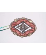 Vintage Catherine Popesco Art Nouveau Enamel Filigree Brooch with Crysta... - $47.00