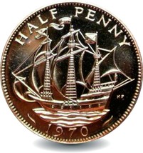 Last Ever Halfpenny Coin 1970 - $25.00