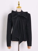  women s jackets stand collar long sleeve patchwork bow vintage ruched coats for female thumb200
