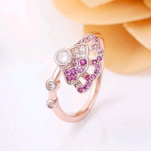 2020 Exclusive Fan Collection Rose Gold Pink Fan Ring With CZ Ring  - £13.90 GBP
