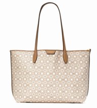 New Kate Spade Flower Monogram Coated Canvas Tote Natural Multi with Pouch - £131.05 GBP