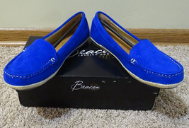 NEW w/BOX BEACON JEANNIE COBALT BLUE SILKO MICRO SUEDE FLATS SHOES LOAFE... - £10.11 GBP