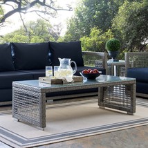 Aura Rattan Outdoor Patio Coffee Table Gray EEI-2919-GRY - £133.11 GBP
