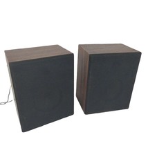 Pair of 80s-90s Vintage 10&quot; Wood Cabinet Bookshelf Stereo Speakers, 4&quot; Mid-Drive - £29.46 GBP