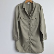 H&amp;M 10 Dress Green Chambray Button Down Collar Tencel Long Sleeve Pockets Casual - £16.56 GBP