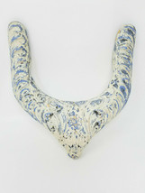 Victorian Parlor Wall Hanging Coat Hanger Vintage Blue White Plaster Like  - £14.62 GBP