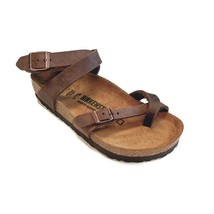 Birkenstock Yara Cork Footbed Oiled Leather Ankle Strap Sandals Habana Womens 5 - £94.73 GBP