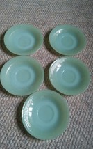 Lot 5 Fire King Anchor Hocking Jadeite Jane Ray Green Saucers - £49.39 GBP