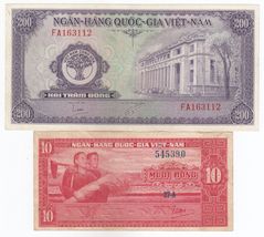 South Vietnam, Set of 2, Different Issue Banknote Collection. - $62.73