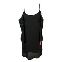 Xhilaration Black Dress Splice Cold Shoulders Crochet Lace Drape Sleeve LBD XS - £5.86 GBP