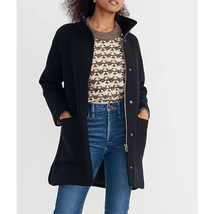 Madewell Estate Cocoon Coat in Insuluxe Fabric, Wool | Size Small, Black... - £111.14 GBP