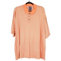 Pebble Beach Polo Shirt Mens XL Orange 60s Two Ply Mercerized Cotton Striped - £12.36 GBP