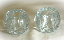 Pair Crystal Orb Votive Tea Light Candle Holders Homco USA - £23.45 GBP