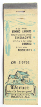 Werner - Orange, New Jersey Restaurant 20 Strike Matchbook Cover Matchcover NJ - £1.30 GBP