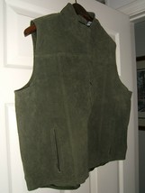 North West Blue Green Leather Suede Large Ladies Zip Front Vest Jacket - £9.33 GBP