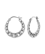Chain Link 925 Sterling Silver Hoop Earrings - £25.76 GBP
