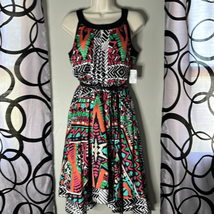 Roz &amp; Ali - The Zena” Belted Dress - Multicolor Dress Size 4 New - $261.18 MXN