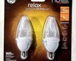 GE Relax LED Comfortable Soft White Lighf 2 Candelabra Base - £21.38 GBP