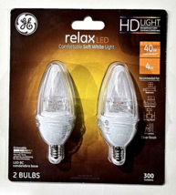 GE Relax LED Comfortable Soft White Lighf 2 Candelabra Base - £21.22 GBP