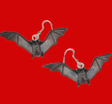 Funky Flying BLACK BAT EARRINGS Dracula Vampire Gothic Halloween Costume... - $8.81