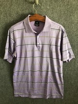 Nike Polo Shirt Men&#39;s Size M Purple Short Sleeve Multicolor Stripe 100% ... - £8.01 GBP