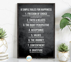 8 Simple Rules for Happiness Motivational Inspirational Wall Art Office Decor - £18.73 GBP+