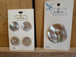 Vintage La Mode Button Couture Abalone Iridescent Shell Japan 1.5&quot; &amp; .75... - $17.79