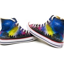 Northern Lights Converse, Galaxy Converse, Hand Painted Converse,Custom ... - £78.55 GBP+