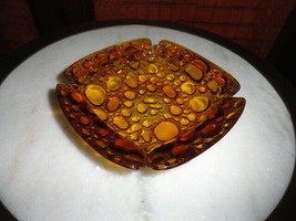 Golden Bubble Glass  Ashtray with 4 corner slots - $45.00