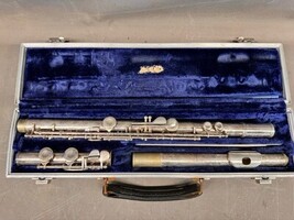 Vintage Linton Band Concert Flute Elkhart Indiana USA W/ Mouthpiece Case... - $195.74