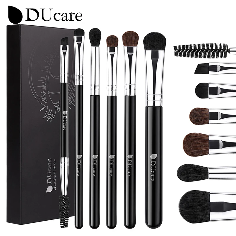 Ushes with portable plastic case makeup eye brush set eyebrow eyelash eyeliner blending thumb200