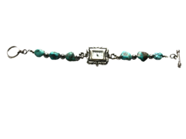 Sterling Turquoise Beaded Geneva Ladies Wristwatch Battery Just Replaced - £48.42 GBP