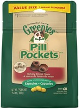 Greenies Pill Pockets for Capsules Hickory Smoke 1ea/60 ct, 15.8 oz - £25.28 GBP