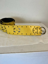 Women&#39;s Yellow Unbranded Broad Fashion Leather Belt. Length - 49 Ins. Wi... - $13.86
