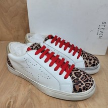 Steven New York Women&#39;s Sneakers Sz 9.5 M White Leopard Shoes Rezza - £38.79 GBP