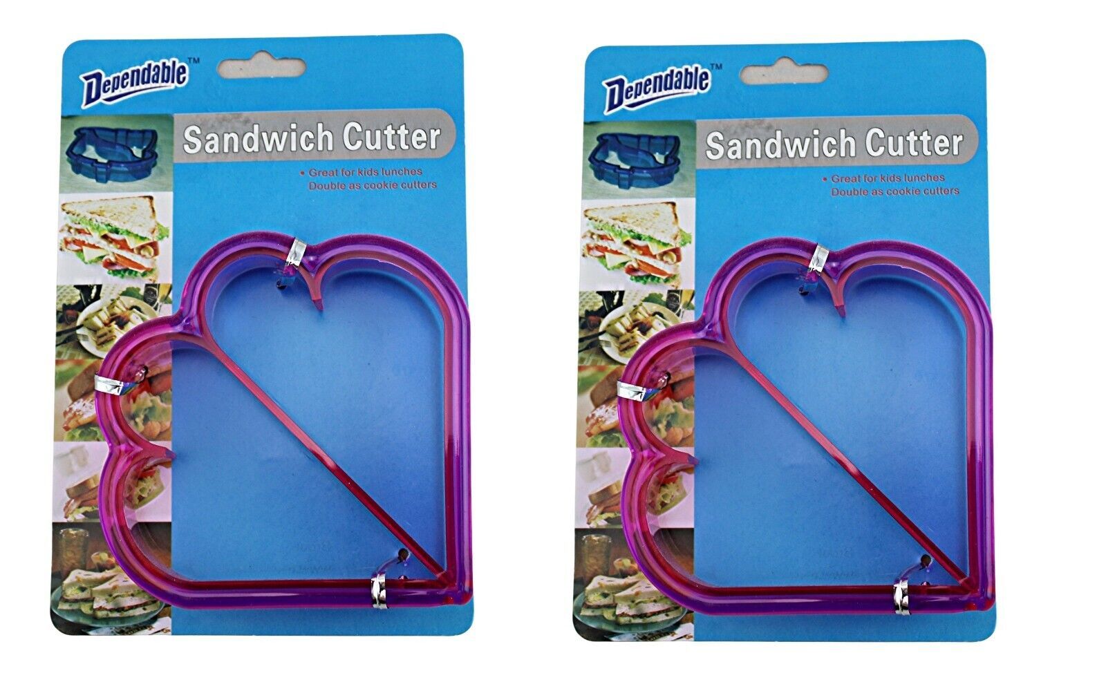 2 Pack Children's Novelty Shape Sandwich Cutter Fun in the Kitchen Pink Heart - $7.22