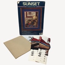 Vtg 1998 Sunset Counted Cross Stitch Kit Old Teddies Anna Krajewski 10&quot;x12&quot; - $29.99